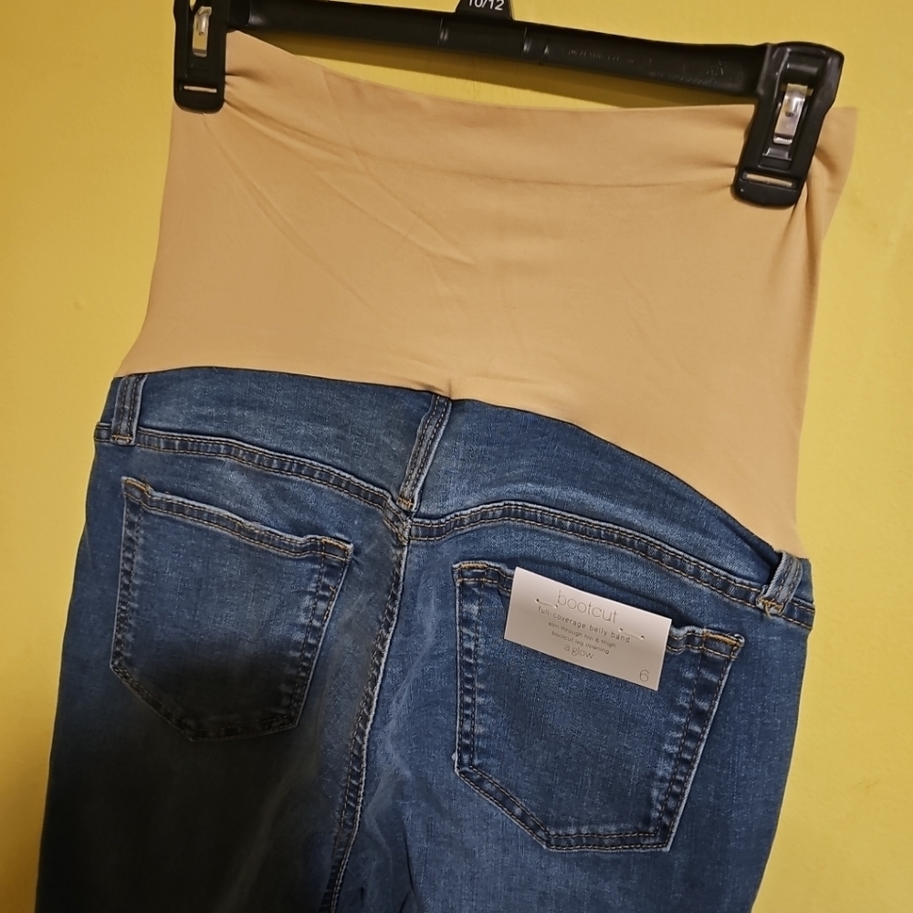 NWT A:Glow Maternity size 6 Bootcut Blue Jeans Full-Coverage Belly Band - Picture 7 of 9